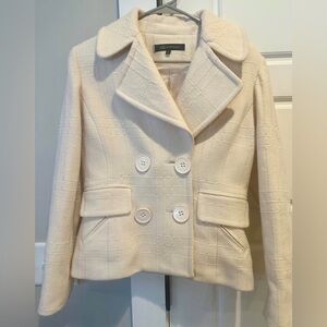 Anne Klein Ivory Textured Pea Coat- Size 6